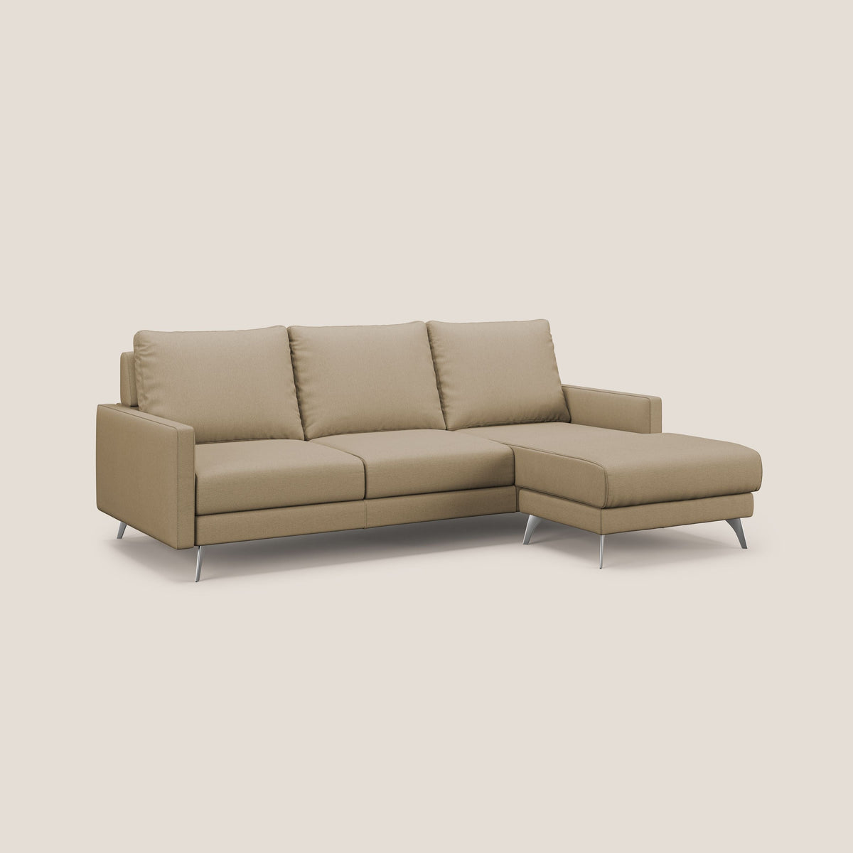 Klimt Divano angolare con sedute scorrevoli in tessuto morbido smacchiabile T05 beige - divitt.sbs