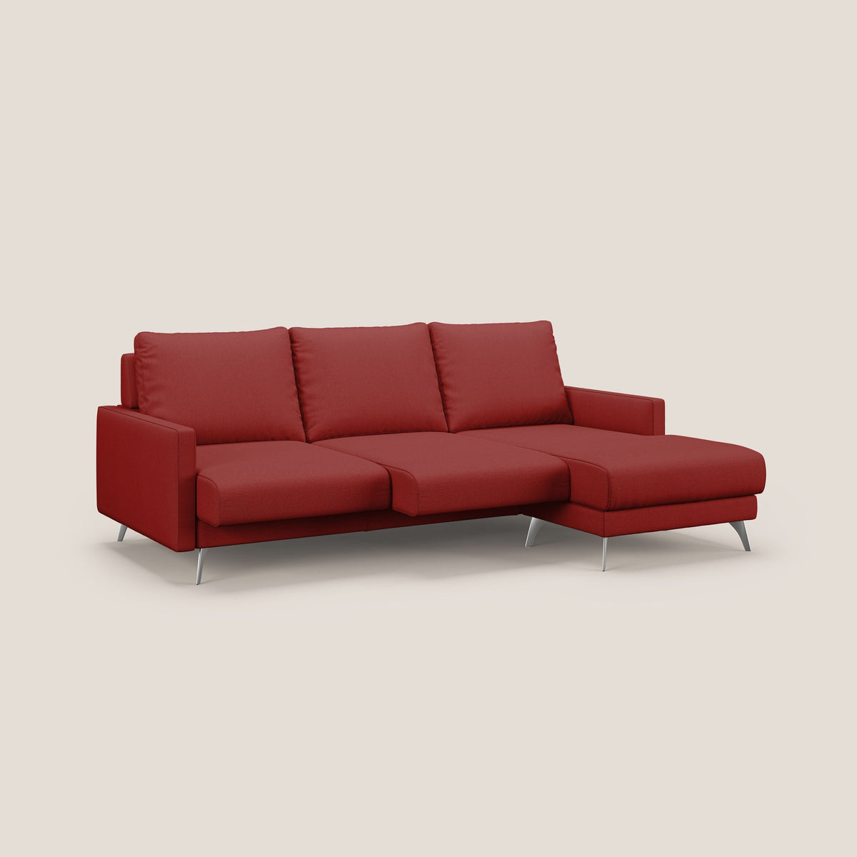 Klimt Divano angolare con sedute scorrevoli in tessuto morbido smacchiabile T05 rosso - divitt.sbs