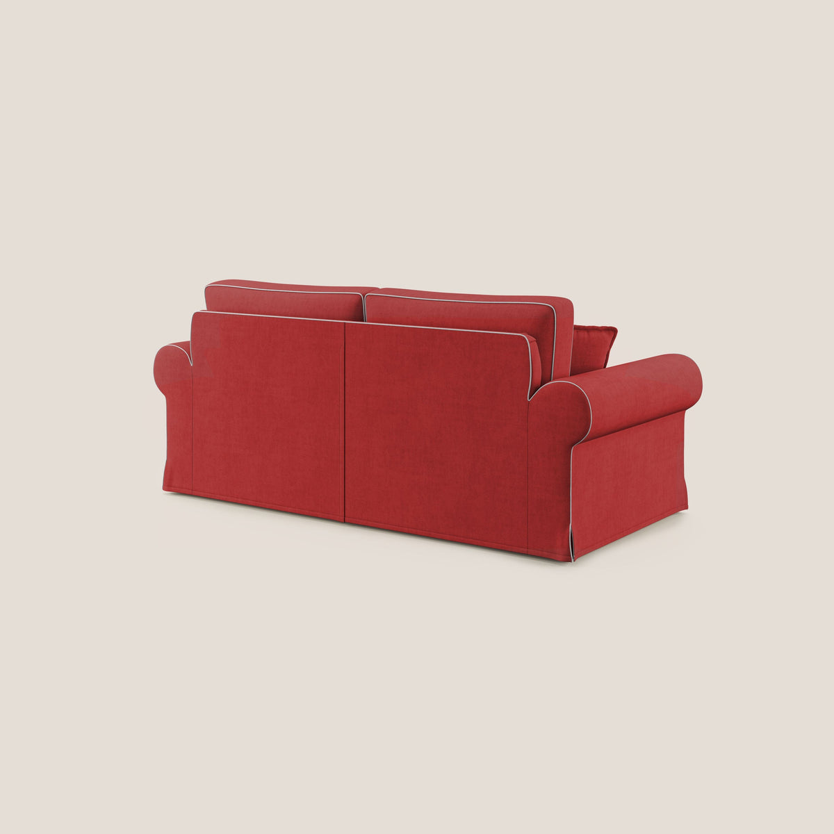 Lady divano classico bicolore in piuma d'oca realizzato con tessuto impermeabile T02 rosso - bianco - divitt.sbs