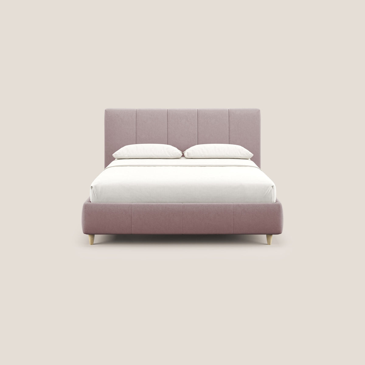 Laura letto imbottito contenitore e sfoderabile in microfibra velluto impermeabile T09 rosa - divitt.sbs