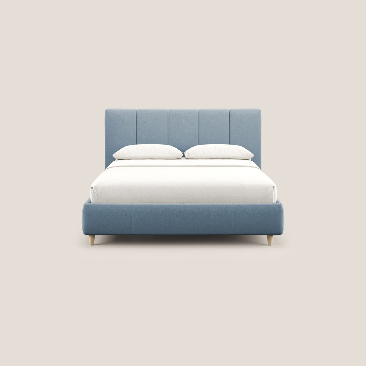 Laura letto imbottito contenitore e sfoderabile in microfibra velluto impermeabile T09 carta da zucchero - divitt.sbs