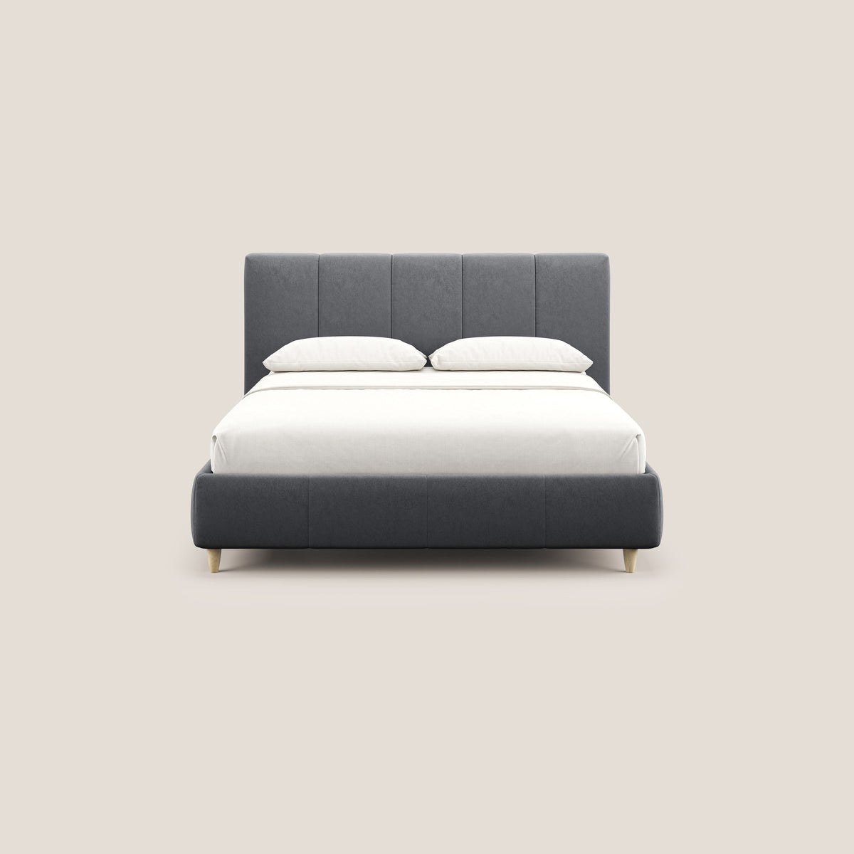 Laura letto imbottito contenitore e sfoderabile in microfibra velluto impermeabile T09 grigio - divitt.sbs