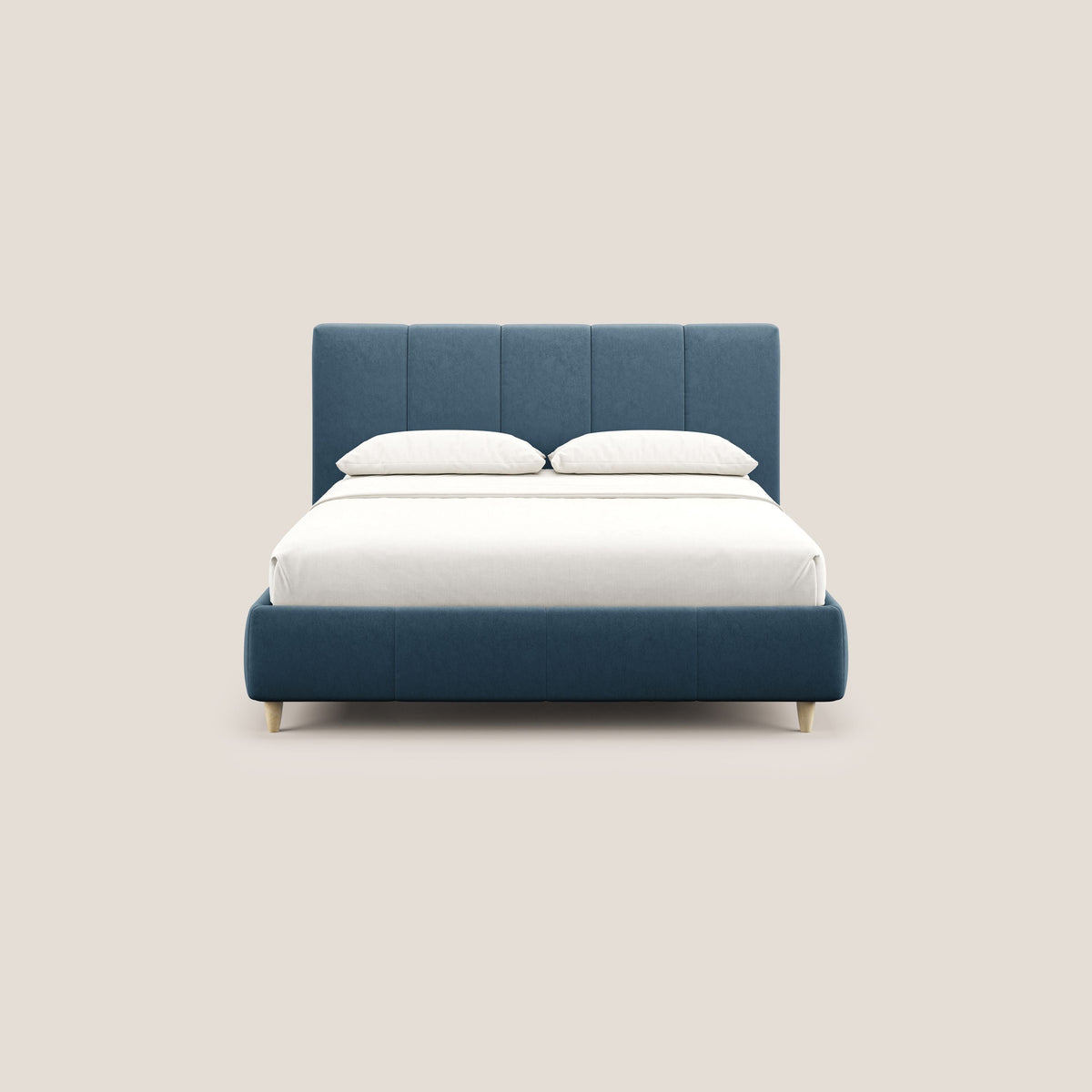 Laura letto imbottito contenitore e sfoderabile in microfibra velluto impermeabile T09 blu - divitt.sbs
