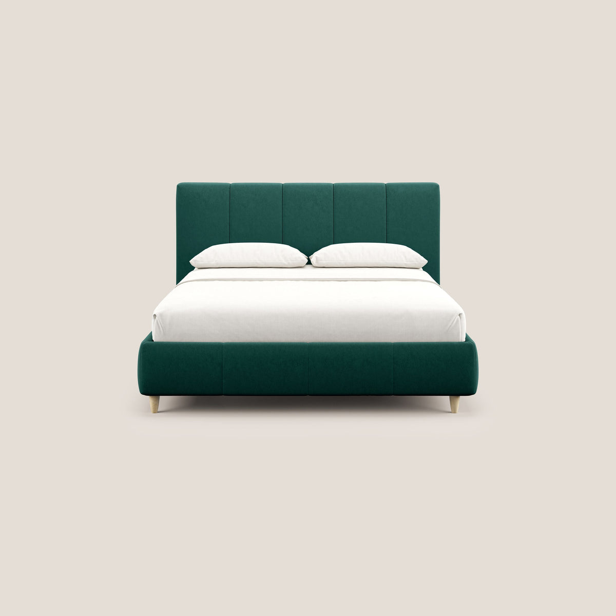 Laura letto imbottito contenitore e sfoderabile in microfibra velluto impermeabile T09 verde - divitt.sbs
