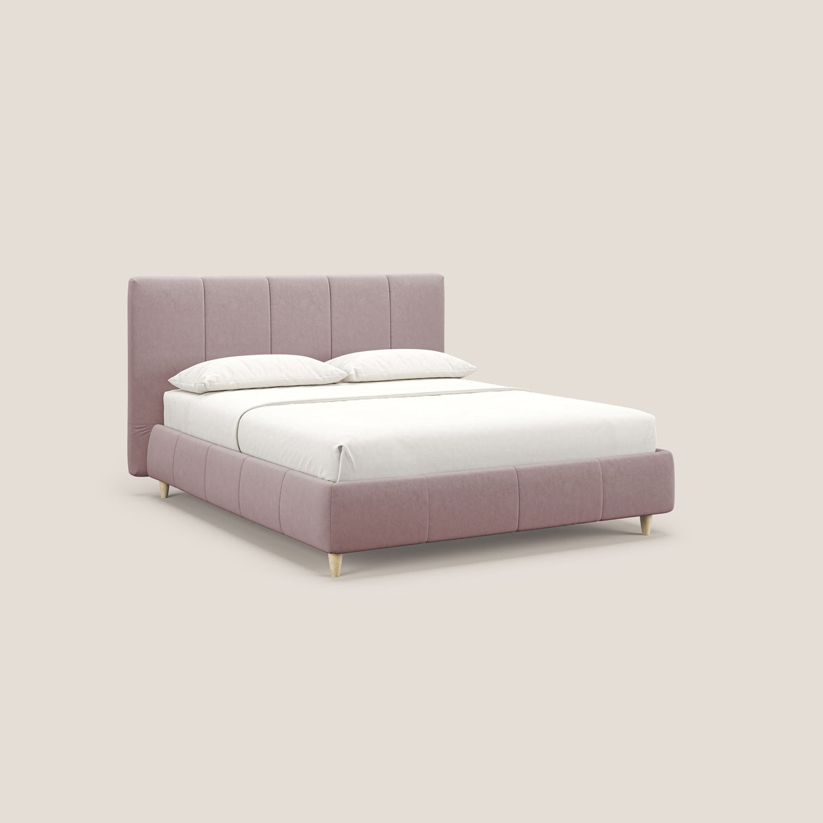 Laura letto imbottito contenitore e sfoderabile in microfibra velluto impermeabile T09 rosa - divitt.sbs