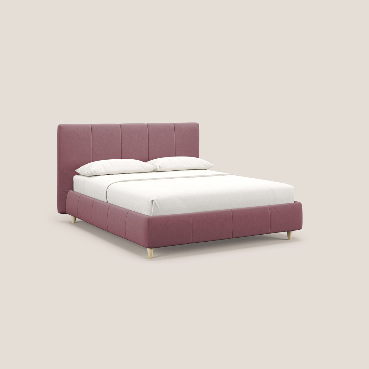 Laura letto imbottito contenitore e sfoderabile in microfibra velluto impermeabile T09 salmone - divitt.sbs