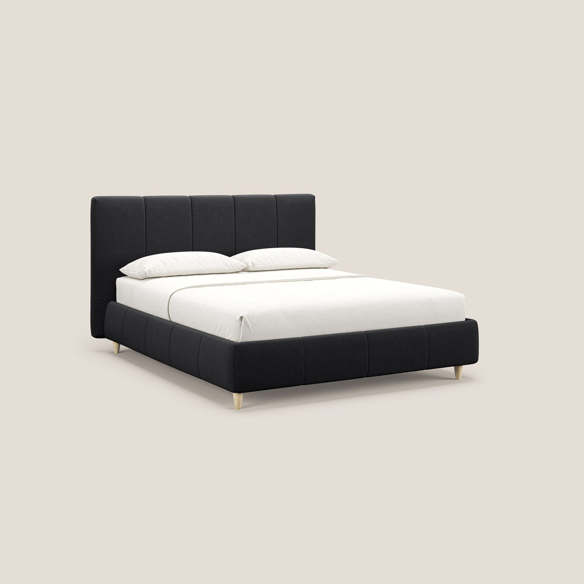 Laura letto imbottito contenitore e sfoderabile in microfibra velluto impermeabile T09 antracite - divitt.sbs