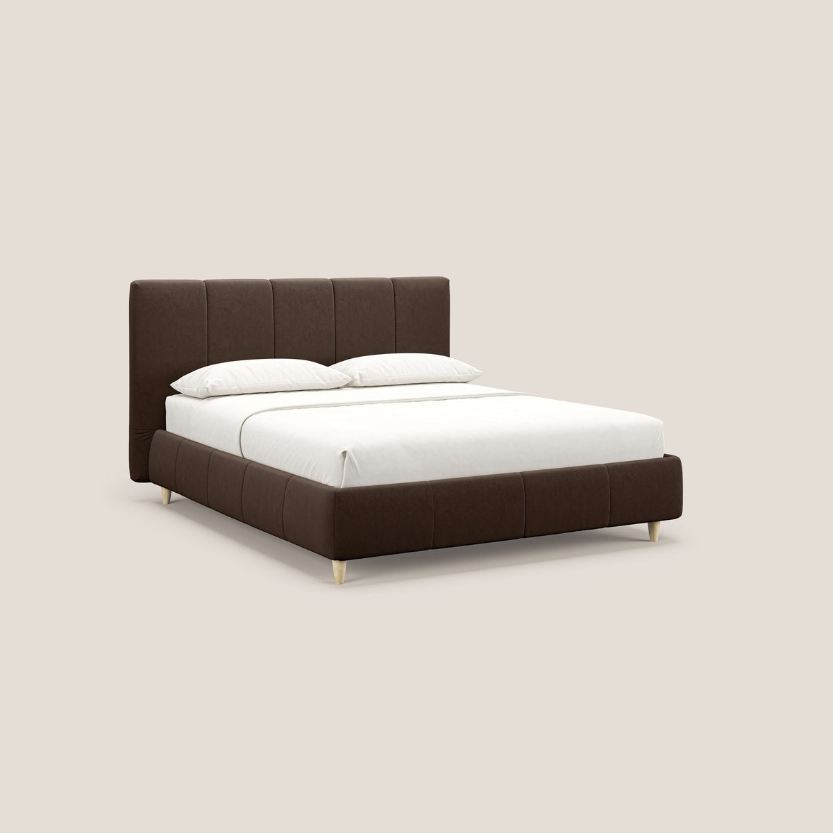 Laura letto imbottito contenitore e sfoderabile in microfibra velluto impermeabile T09 marrone - divitt.sbs