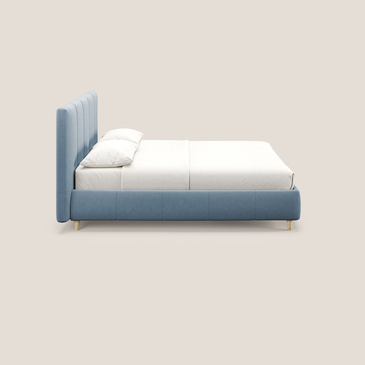 Laura letto imbottito contenitore e sfoderabile in microfibra velluto impermeabile T09 carta da zucchero - divitt.sbs