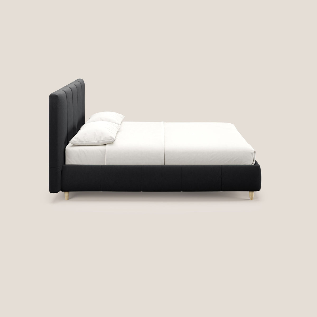 Laura letto imbottito contenitore e sfoderabile in microfibra velluto impermeabile T09 antracite - divitt.sbs