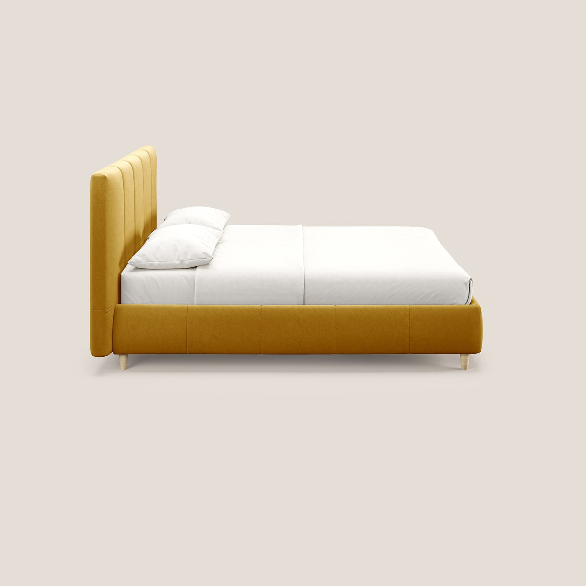 Laura letto imbottito contenitore e sfoderabile in microfibra velluto impermeabile T09 giallo - divitt.sbs