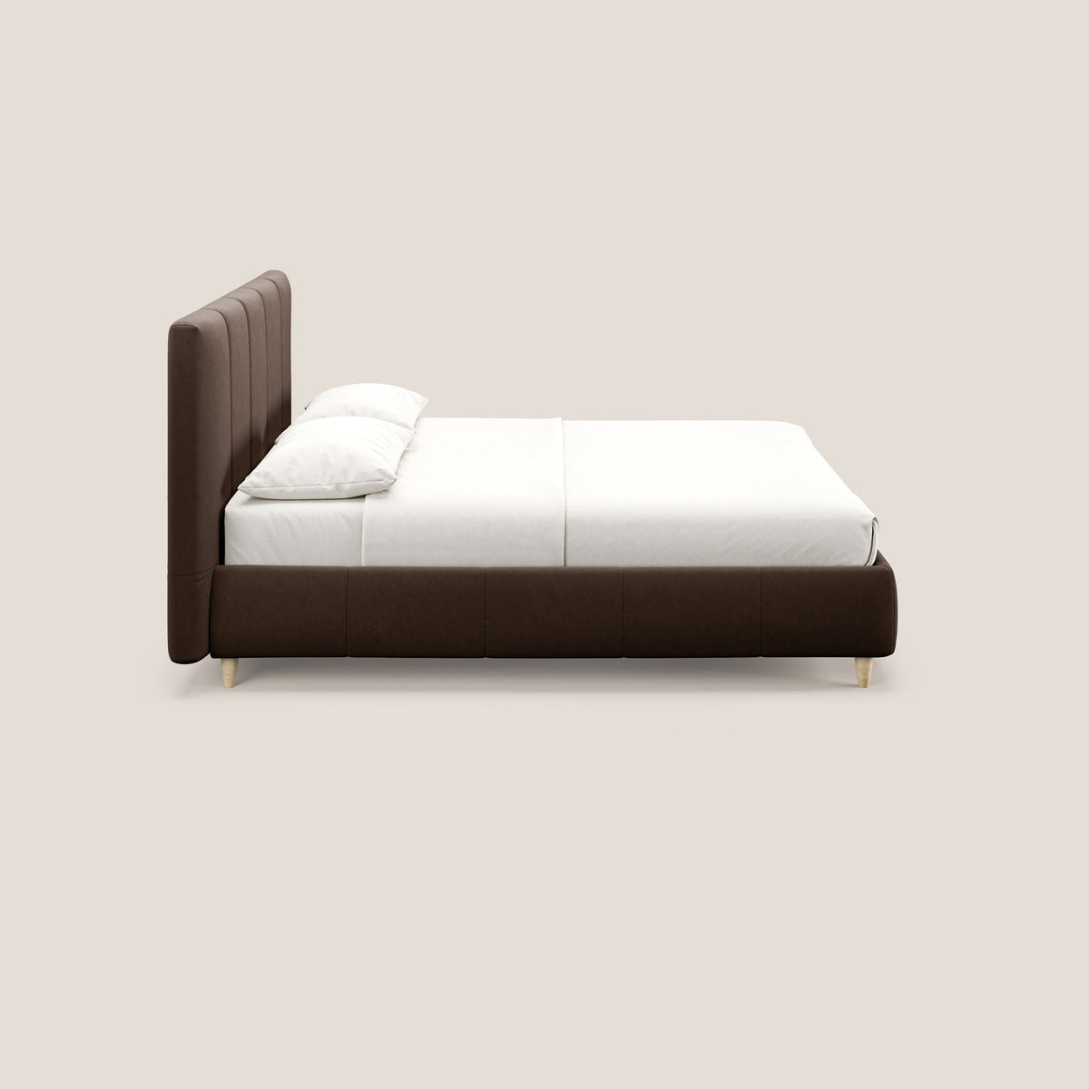 Laura letto imbottito contenitore e sfoderabile in microfibra velluto impermeabile T09 marrone - divitt.sbs