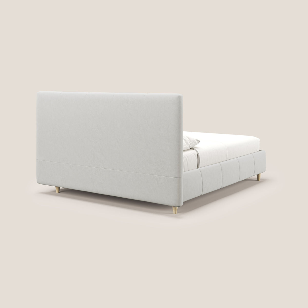 Laura letto imbottito contenitore e sfoderabile in microfibra velluto impermeabile T09 panna - divitt.sbs