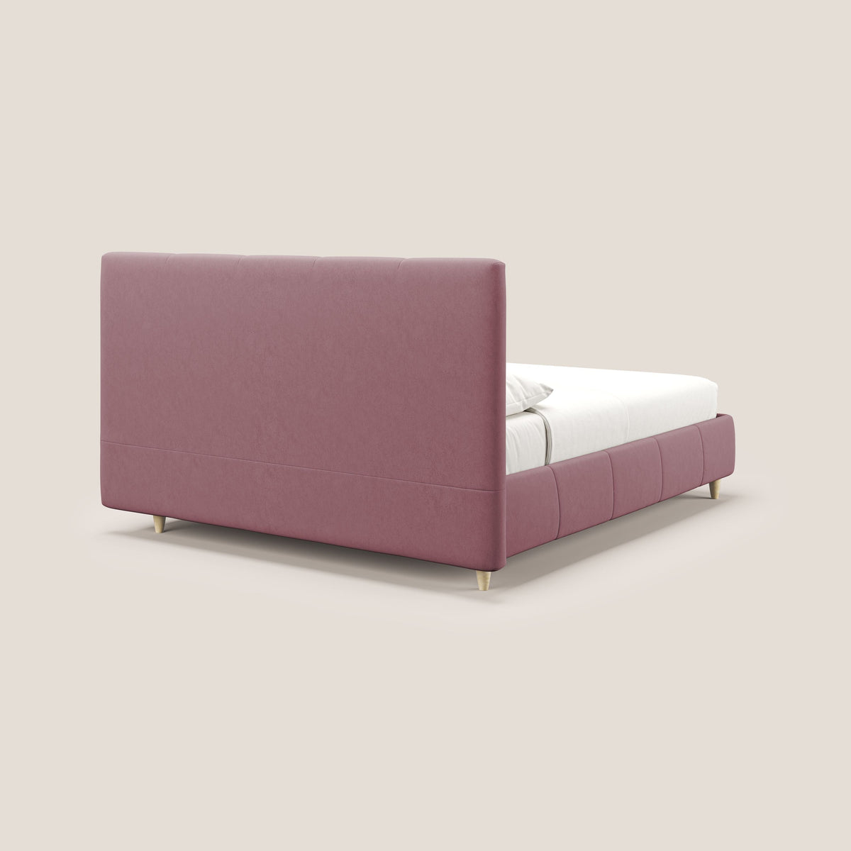 Laura letto imbottito contenitore e sfoderabile in microfibra velluto impermeabile T09 salmone - divitt.sbs