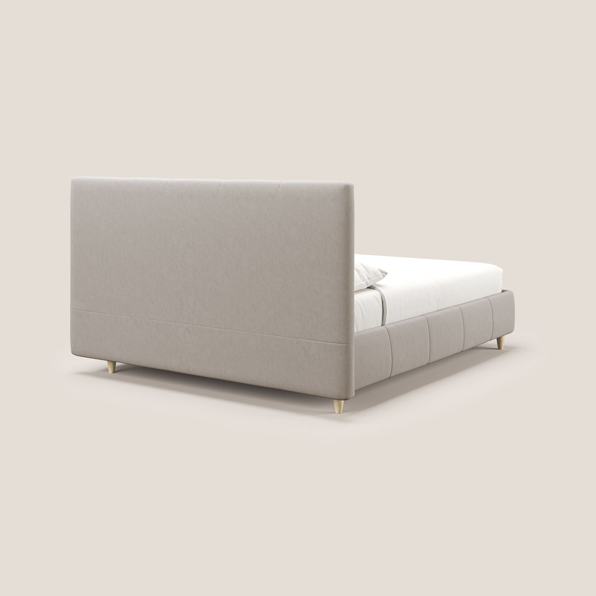 Laura letto imbottito contenitore e sfoderabile in microfibra velluto impermeabile T09 tortora - divitt.sbs