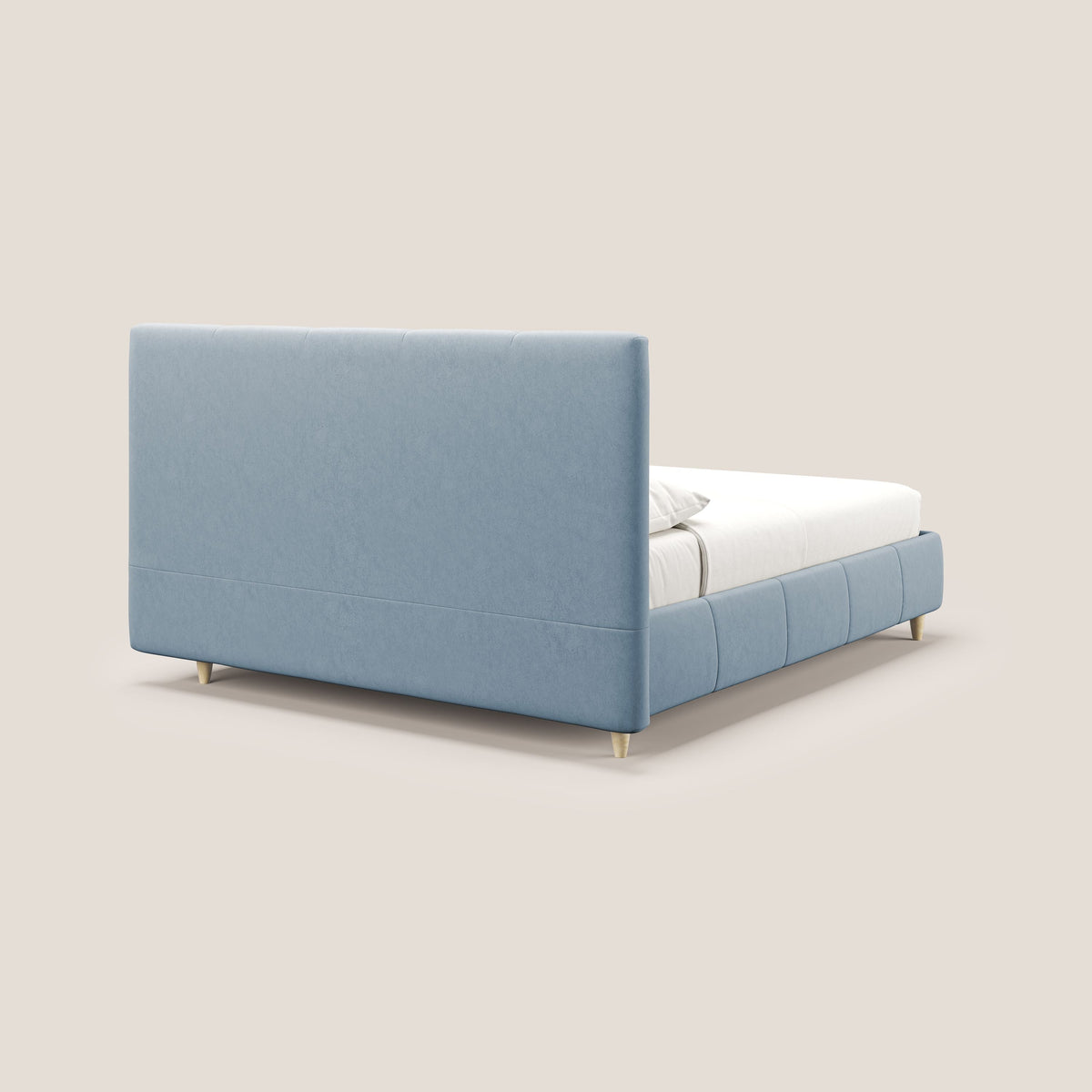 Laura letto imbottito contenitore e sfoderabile in microfibra velluto impermeabile T09 carta da zucchero - divitt.sbs