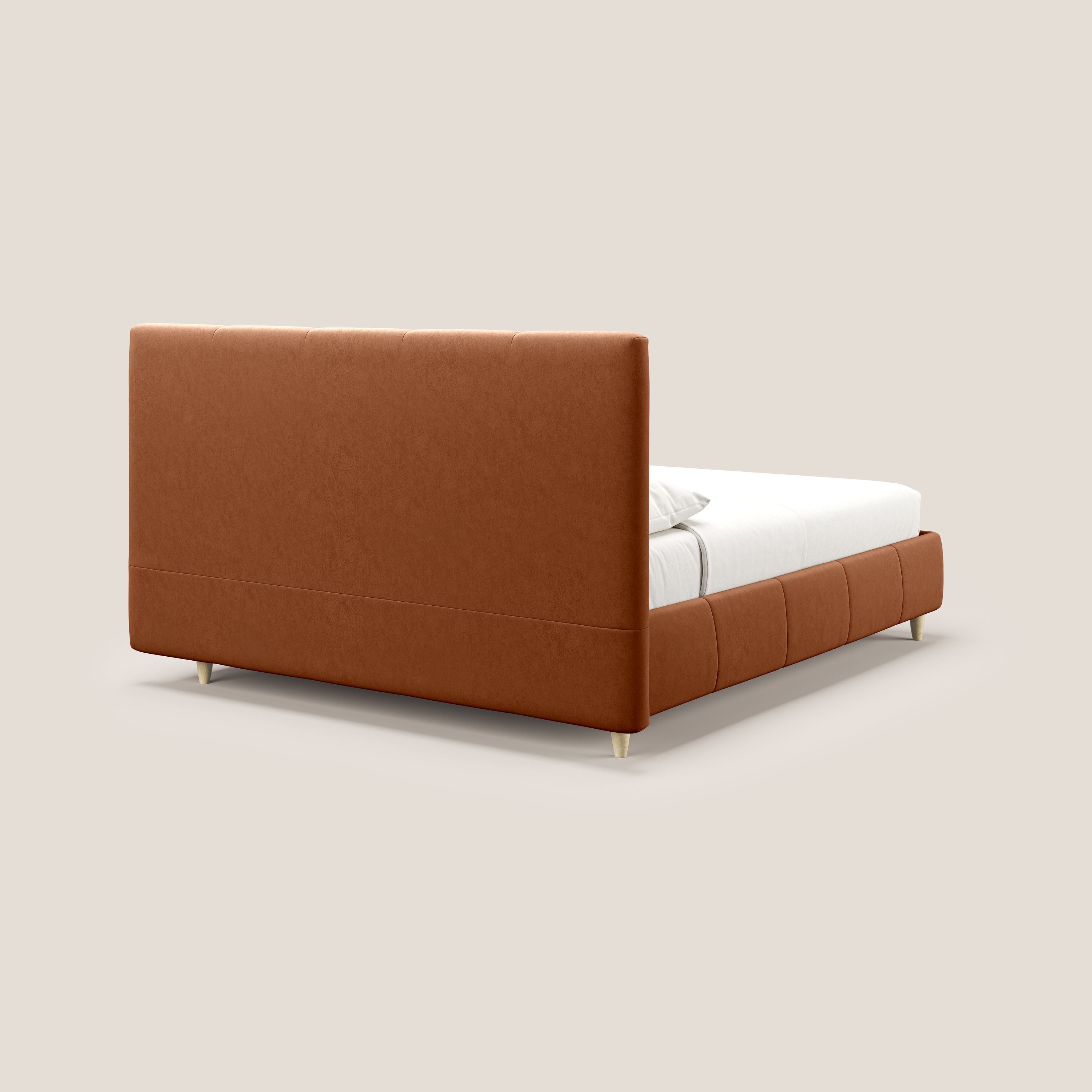 Laura letto imbottito contenitore e sfoderabile in microfibra velluto impermeabile T09 ruggine - divitt.sbs