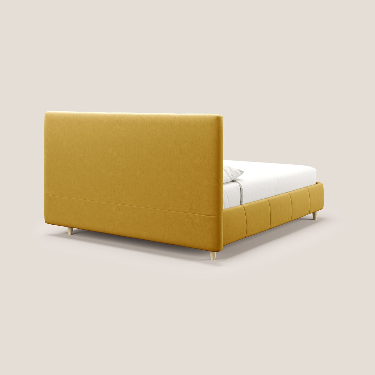Laura letto imbottito contenitore e sfoderabile in microfibra velluto impermeabile T09 giallo - divitt.sbs