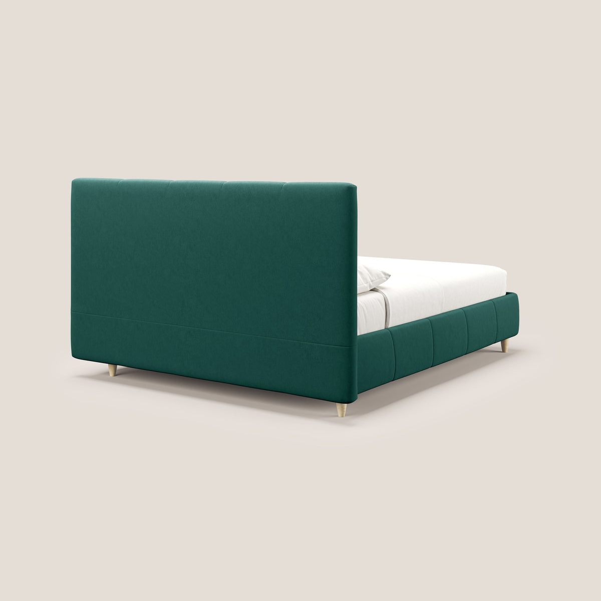 Laura letto imbottito contenitore e sfoderabile in microfibra velluto impermeabile T09 verde - divitt.sbs