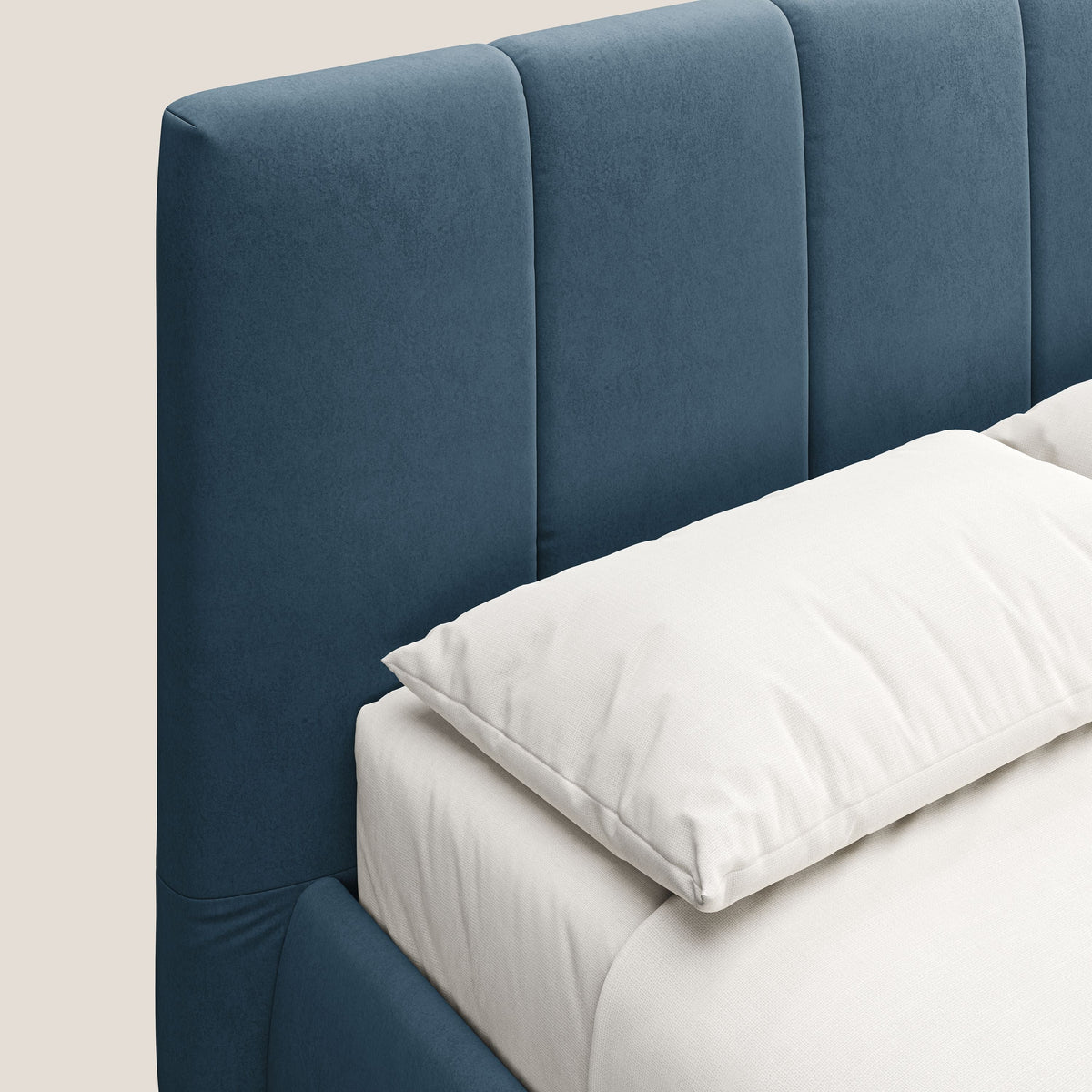 Laura letto imbottito contenitore e sfoderabile in microfibra velluto impermeabile T09 blu - divitt.sbs