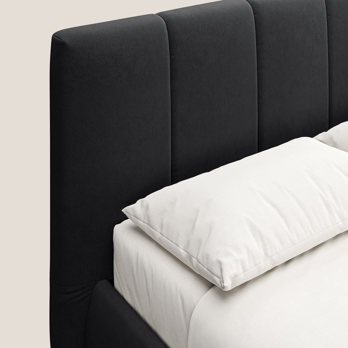 Laura letto imbottito contenitore e sfoderabile in microfibra velluto impermeabile T09 antracite - divitt.sbs