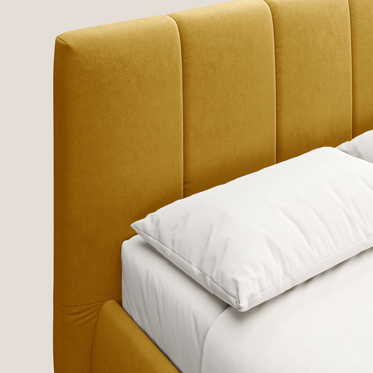 Laura letto imbottito contenitore e sfoderabile in microfibra velluto impermeabile T09 giallo - divitt.sbs