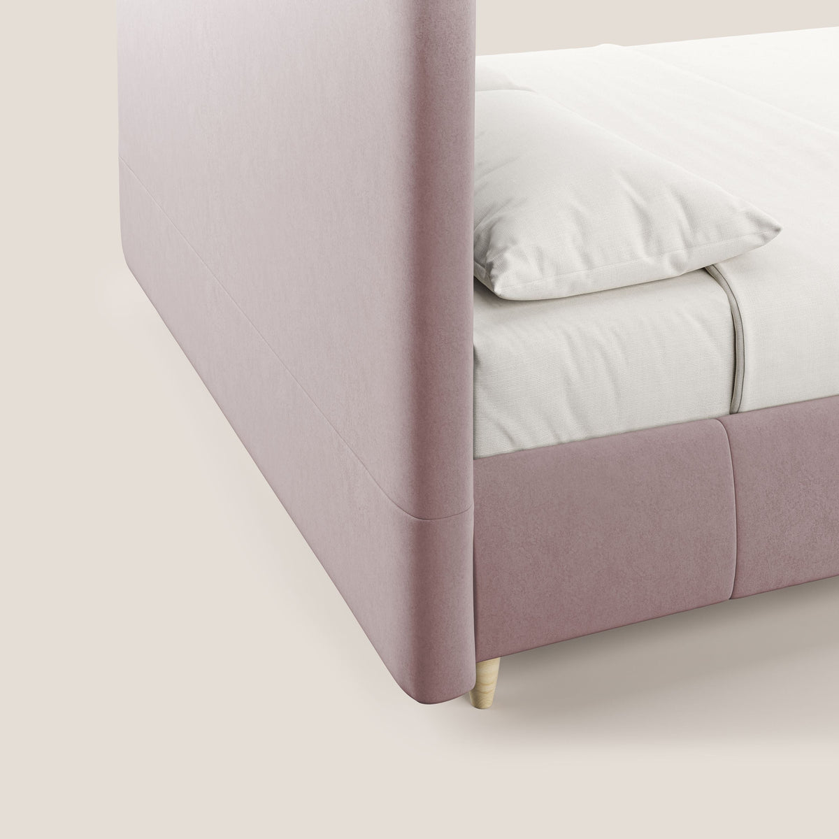 Laura letto imbottito contenitore e sfoderabile in microfibra velluto impermeabile T09 rosa - divitt.sbs