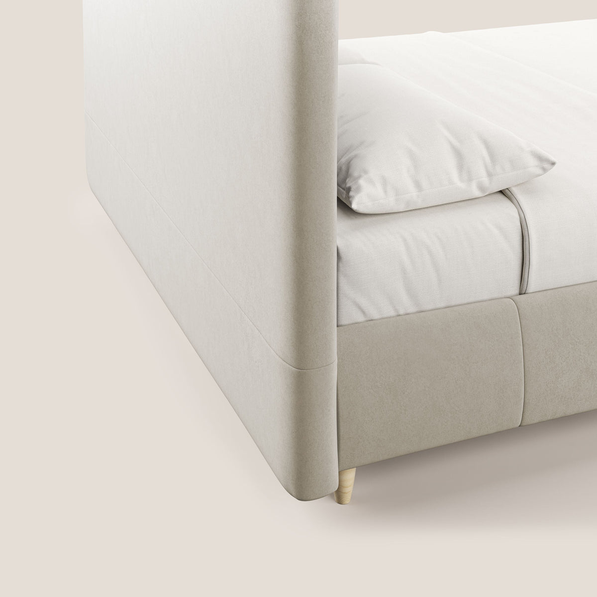 Laura letto imbottito contenitore e sfoderabile in microfibra velluto impermeabile T09 beige - divitt.sbs