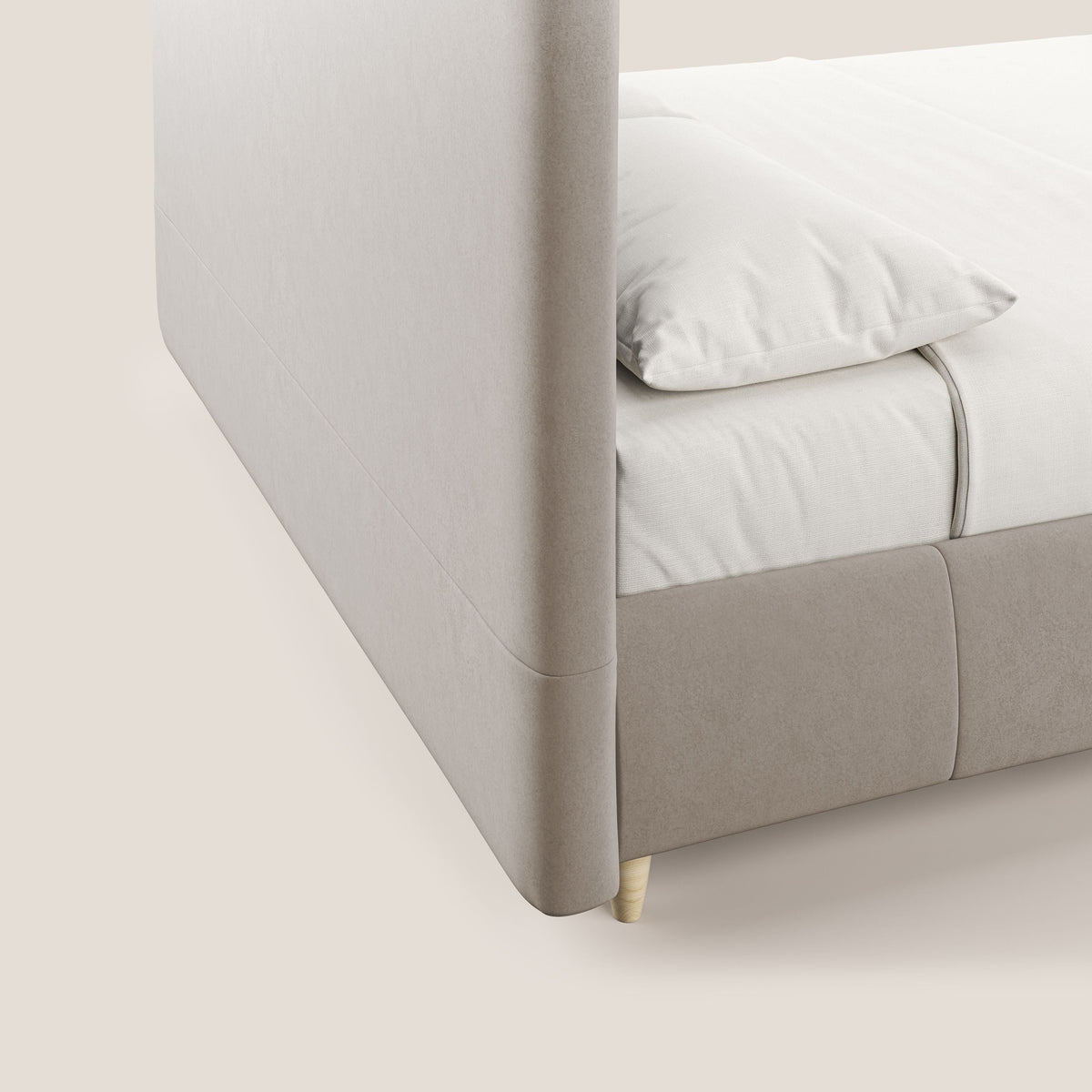 Laura letto imbottito contenitore e sfoderabile in microfibra velluto impermeabile T09 tortora - divitt.sbs