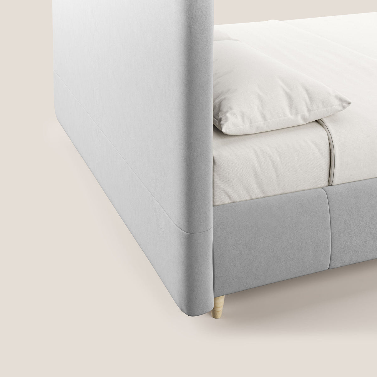 Laura letto imbottito contenitore e sfoderabile in microfibra velluto impermeabile T09 grigio chiaro - divitt.sbs