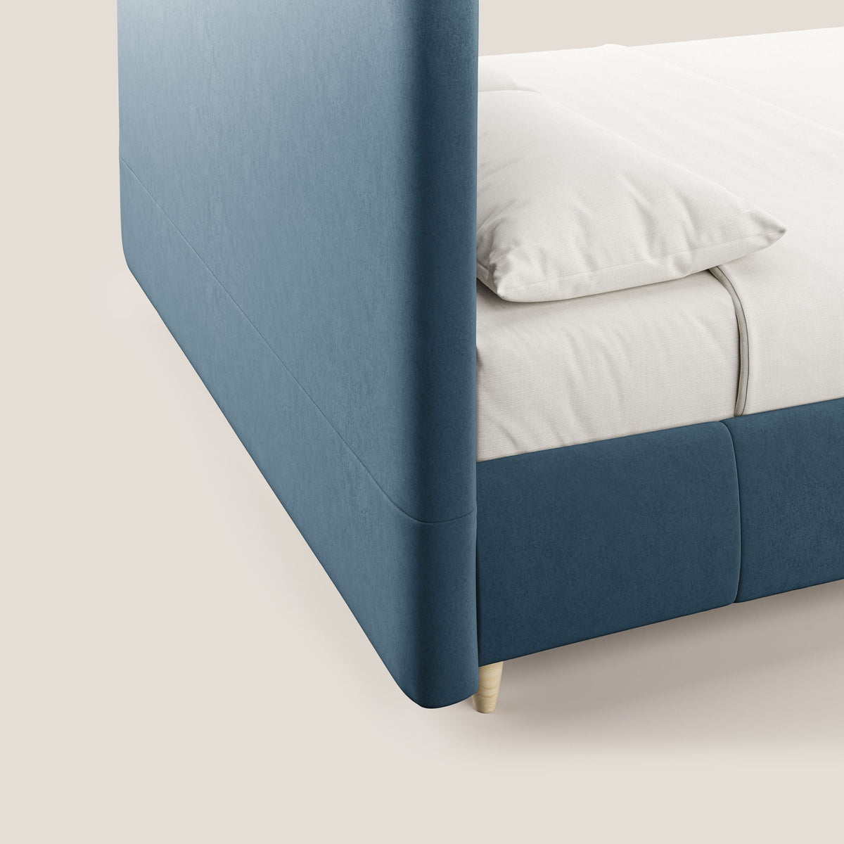 Laura letto imbottito contenitore e sfoderabile in microfibra velluto impermeabile T09 blu - divitt.sbs