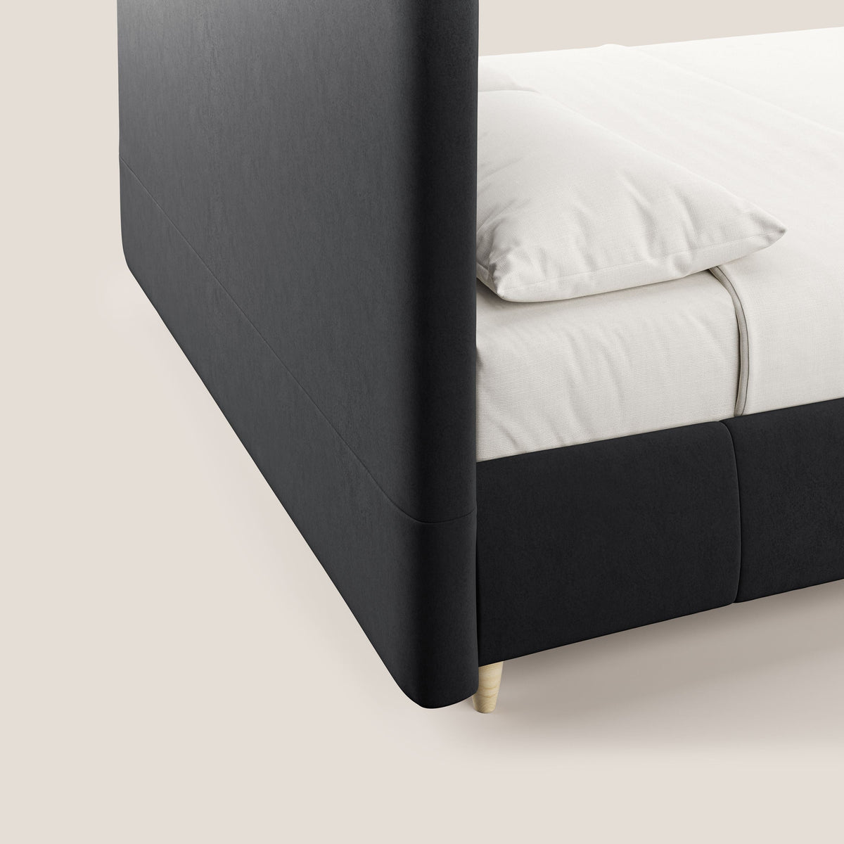 Laura letto imbottito contenitore e sfoderabile in microfibra velluto impermeabile T09 antracite - divitt.sbs