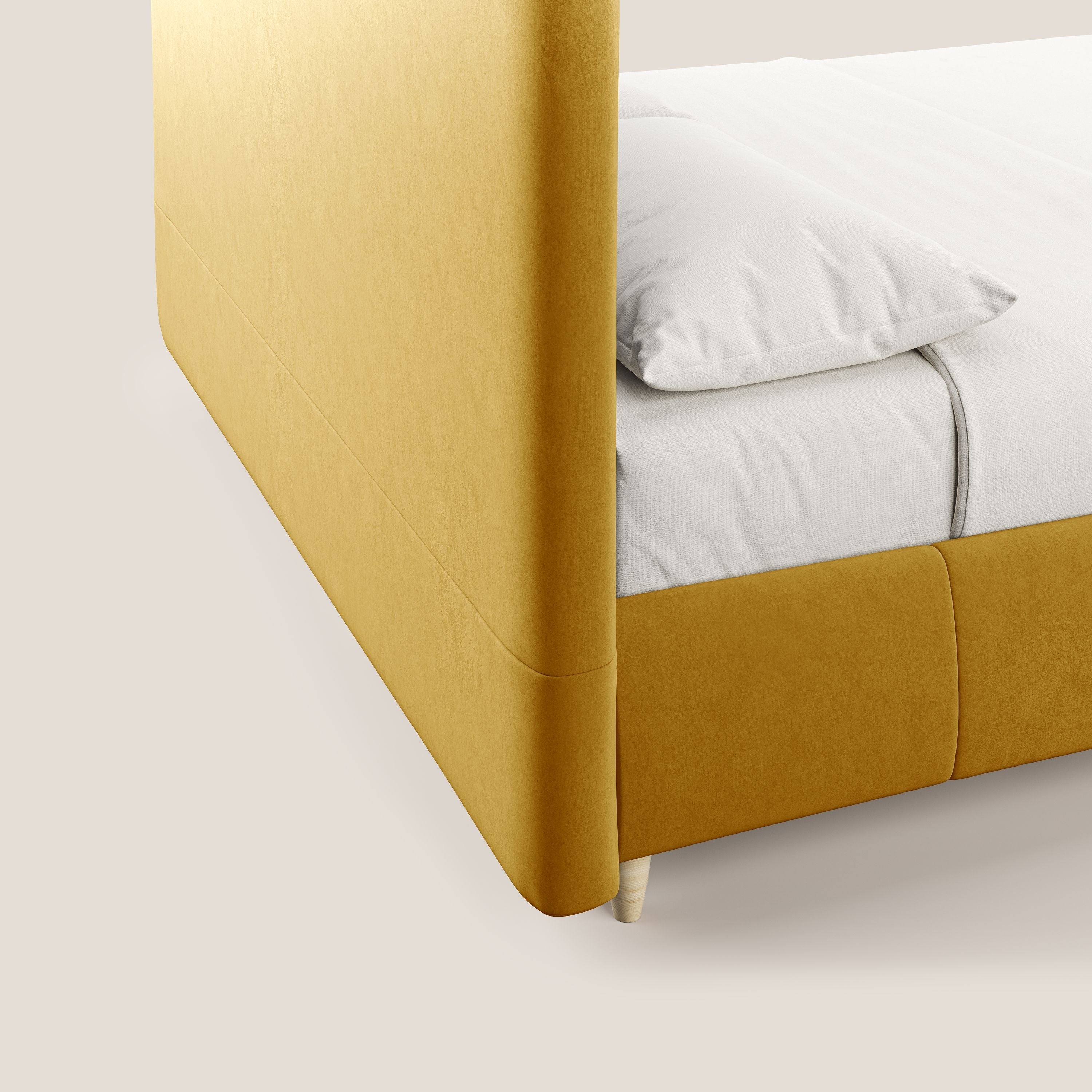 Laura letto imbottito contenitore e sfoderabile in microfibra velluto impermeabile T09 giallo - divitt.sbs