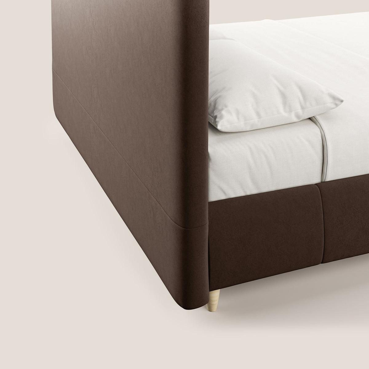 Laura letto imbottito contenitore e sfoderabile in microfibra velluto impermeabile T09 marrone - divitt.sbs