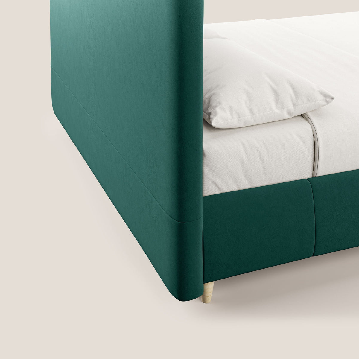 Laura letto imbottito contenitore e sfoderabile in microfibra velluto impermeabile T09 verde - divitt.sbs