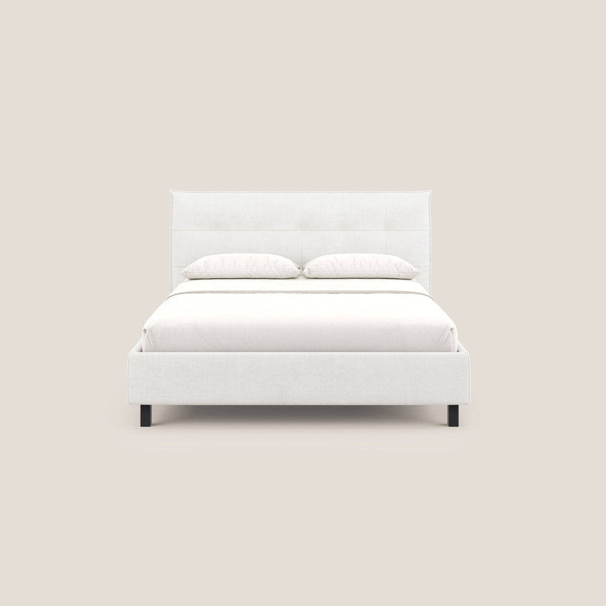Liam letto contenitore con testata trapuntata in tessuto smacchiabile T17 bianco - divitt.sbs