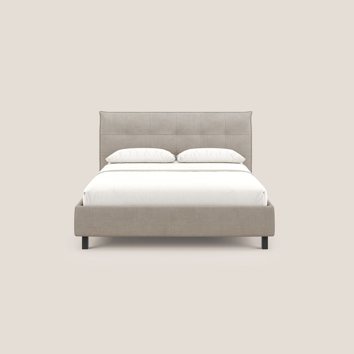Liam letto contenitore con testata trapuntata in tessuto smacchiabile T17 beige - divitt.sbs