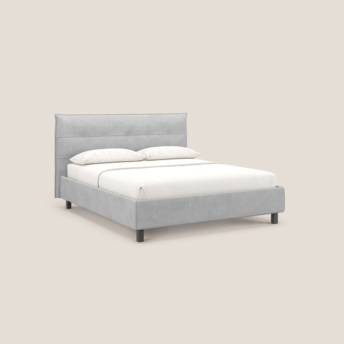 Liam letto contenitore con testata trapuntata in tessuto smacchiabile T17 grigio - divitt.sbs