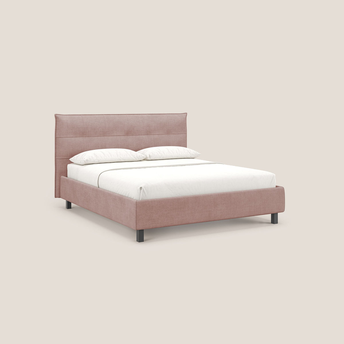 Liam letto contenitore con testata trapuntata in tessuto smacchiabile T17 rosa - divitt.sbs