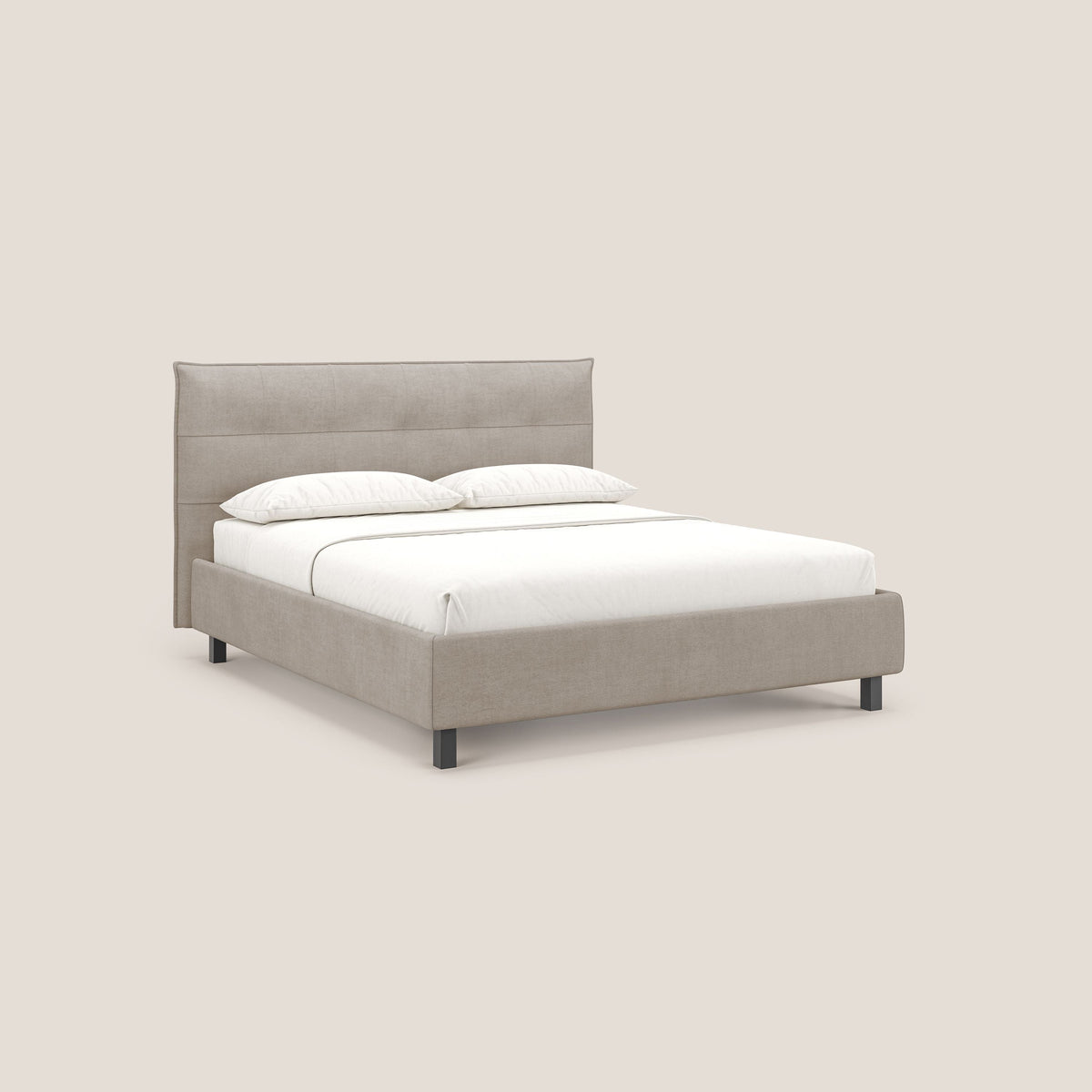 Liam letto contenitore con testata trapuntata in tessuto smacchiabile T17 beige - divitt.sbs