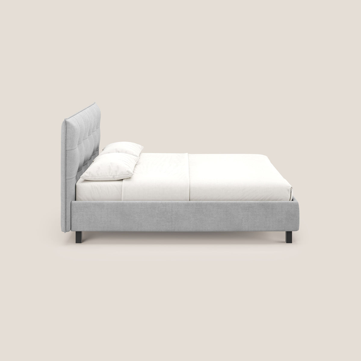 Liam letto contenitore con testata trapuntata in tessuto smacchiabile T17 grigio - divitt.sbs