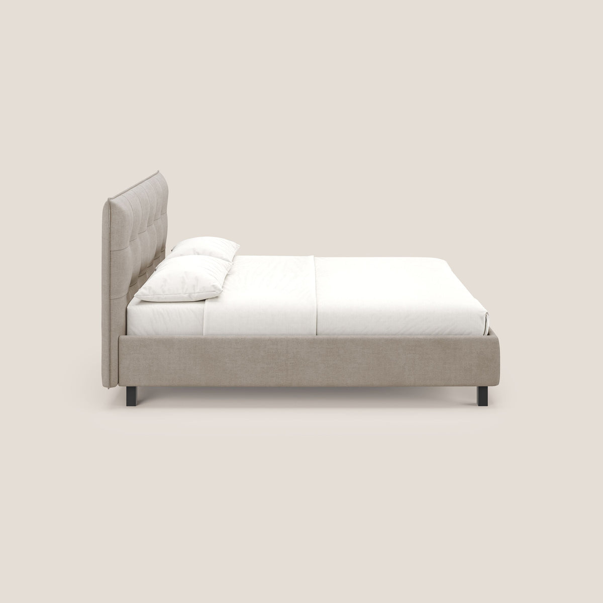 Liam letto contenitore con testata trapuntata in tessuto smacchiabile T17 beige - divitt.sbs