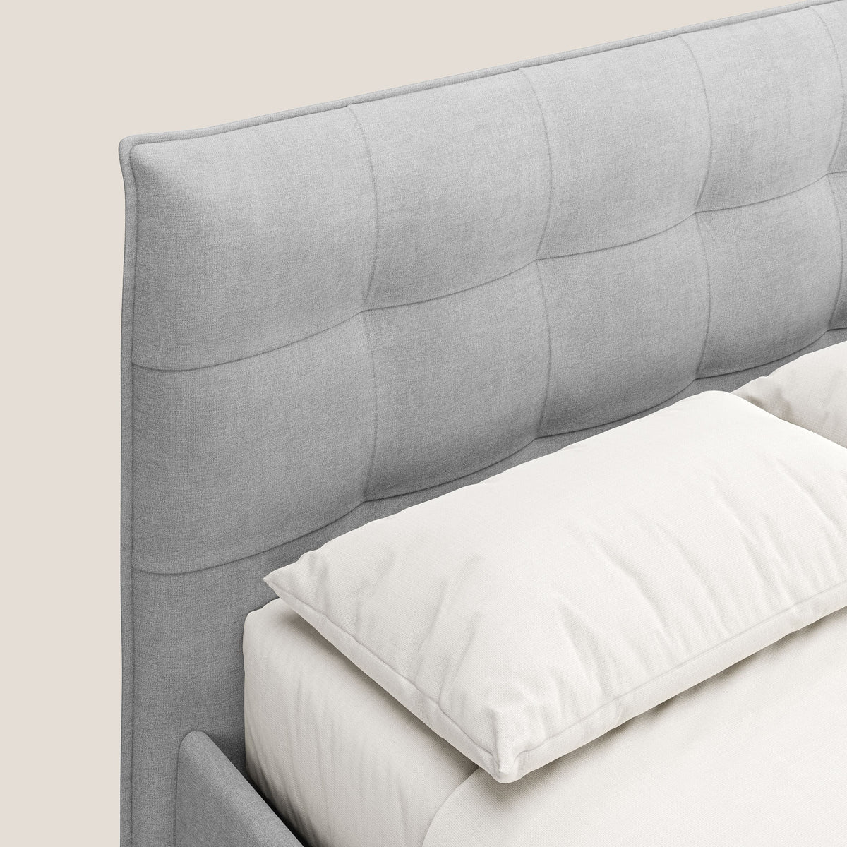 Liam letto contenitore con testata trapuntata in tessuto smacchiabile T17 grigio - divitt.sbs