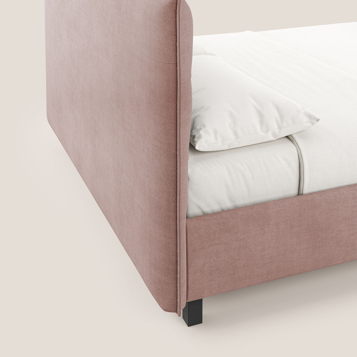 Liam letto contenitore con testata trapuntata in tessuto smacchiabile T17 rosa - divitt.sbs
