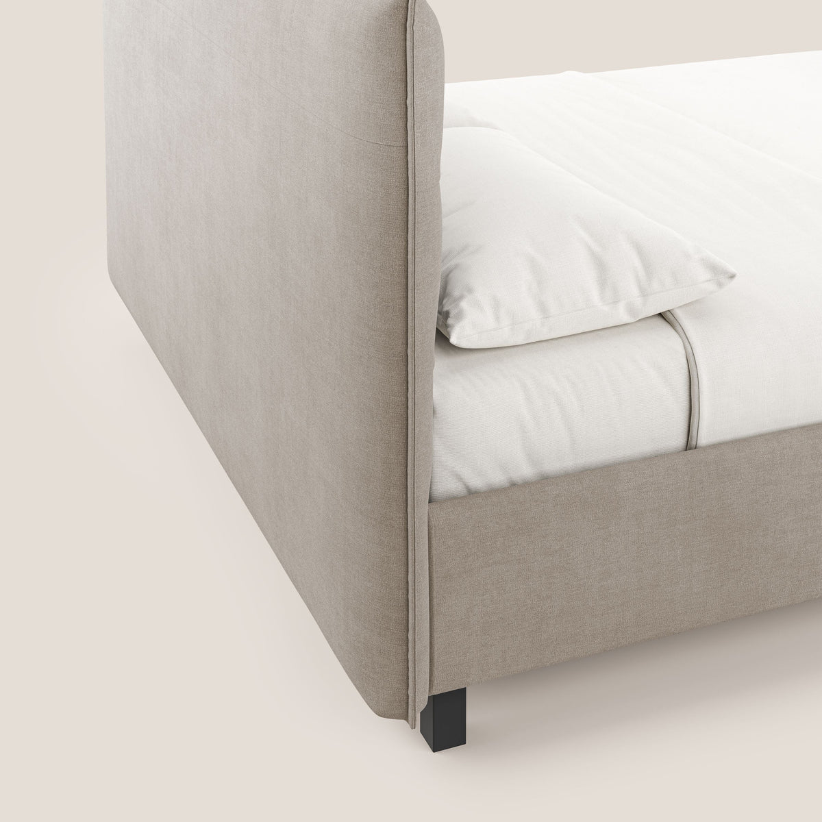 Liam letto contenitore con testata trapuntata in tessuto smacchiabile T17 beige - divitt.sbs