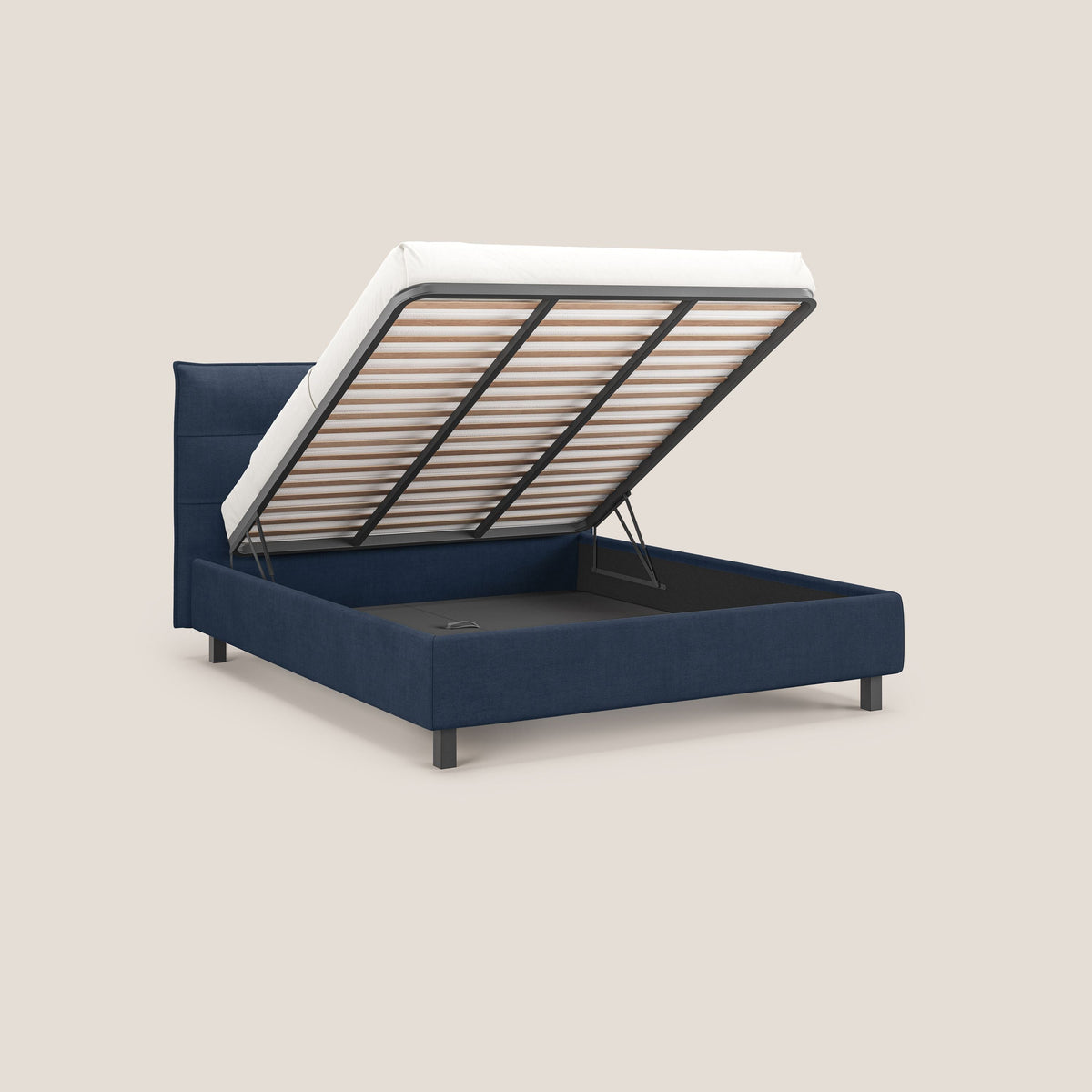 Liam letto contenitore con testata trapuntata in tessuto smacchiabile T17 blu - divitt.sbs