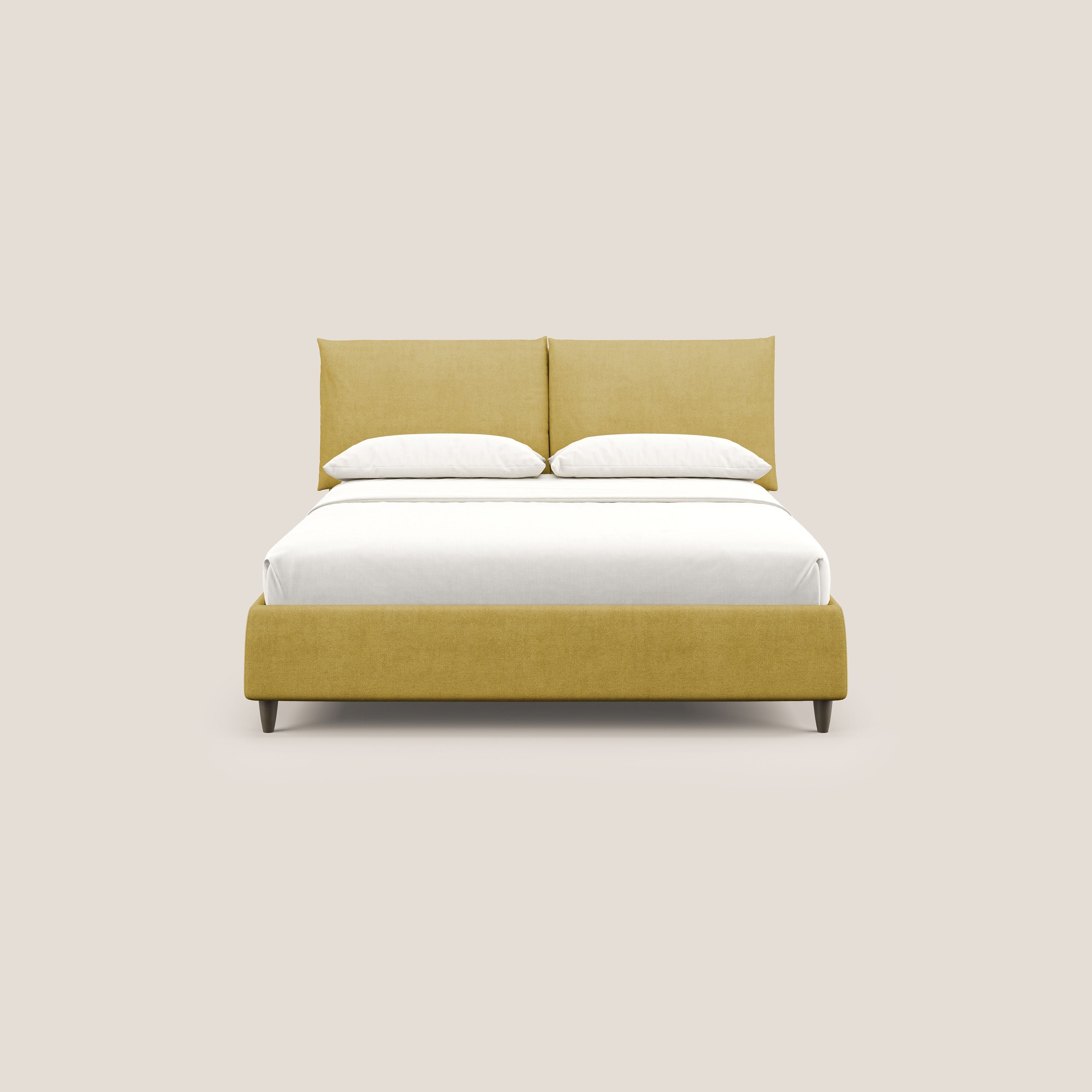 Mariana letto imbottito contenitore con cuscini in tessuto impermeabile T02 giallo - divitt.sbs