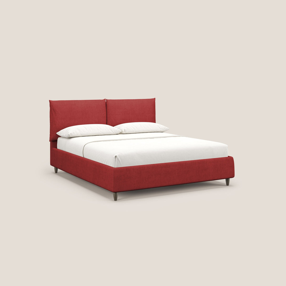 Mariana letto imbottito contenitore con cuscini in tessuto impermeabile T02 rosso - divitt.sbs