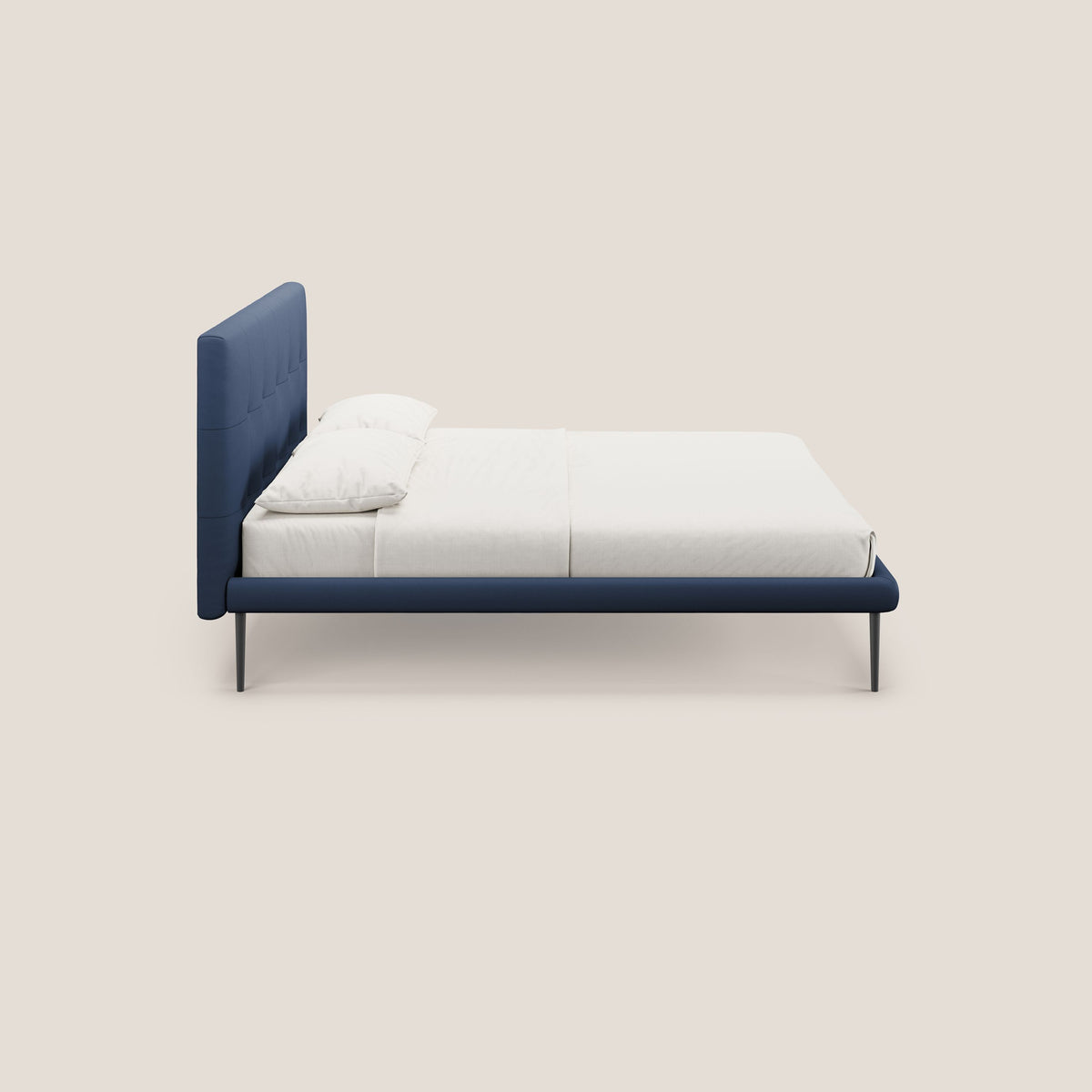 Midori letto imbottito trapuntato in ecopelle con piedini alti T04 - divitt.sbs
