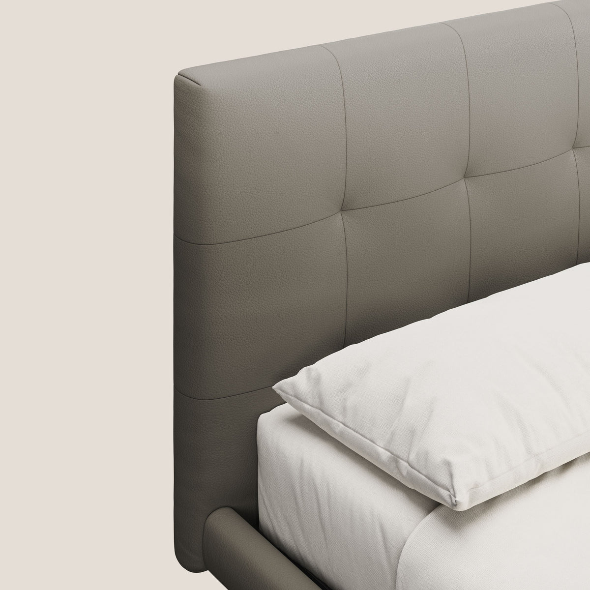 Midori letto imbottito trapuntato in ecopelle con piedini alti T04 talpa - divitt.sbs